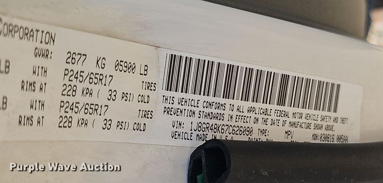 image for item NX9301 2007 Jeep  Grand Cherokee Laredo SUV