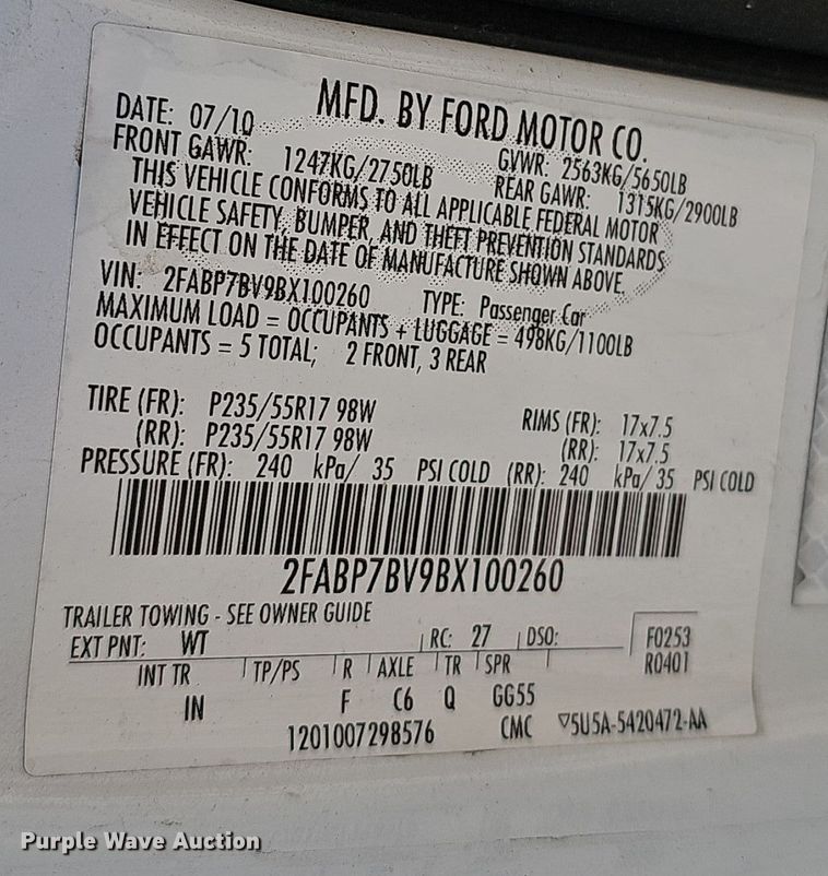 image for item NX9303 2011 Ford Crown Victoria Police Interceptor  