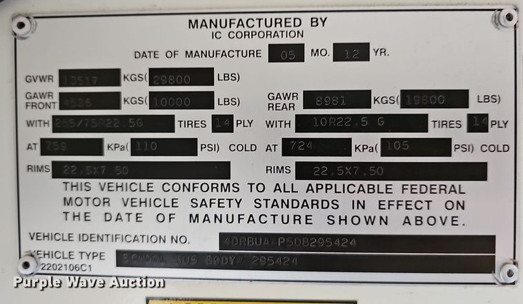 image for item NX9386 2013 IC CE school bus
