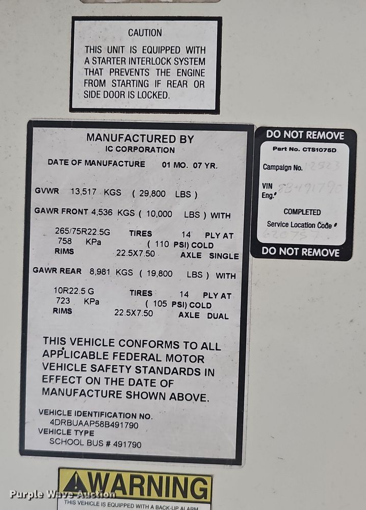 image for item NX9387 2008 International  CE300 school bus