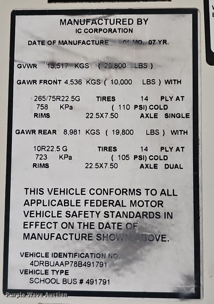 image for item NX9388 2008 International  CE300 school bus