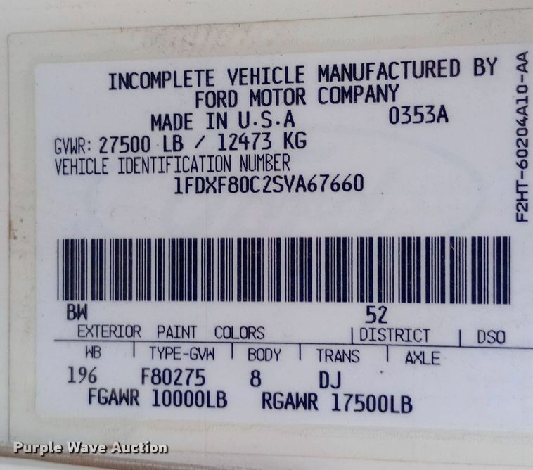 image for item NY9508 1995 Ford F800 bucket truck