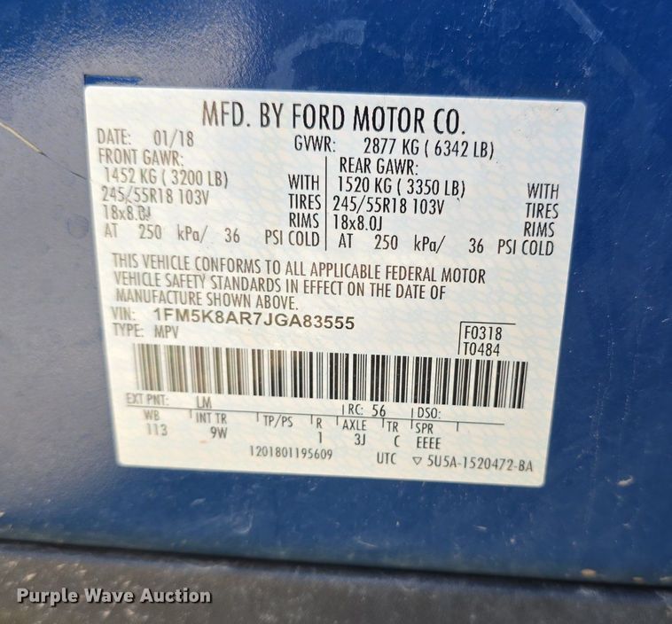 image for item OD9723 2018 Ford Explorer Police Interceptor SUV