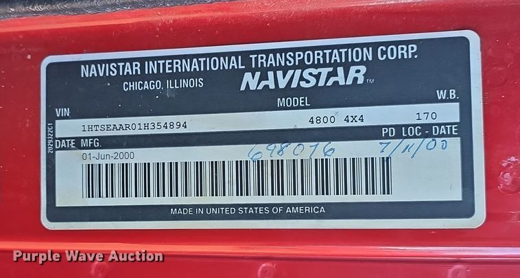 image for item OH9766 2001 International  4800 dump truck