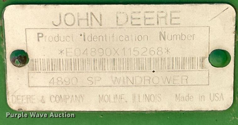 image for item DD3269 1997 John Deere 4890 swather / windrower