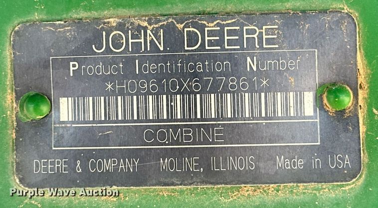 image for item DD3270 1998 John Deere 9610 combine