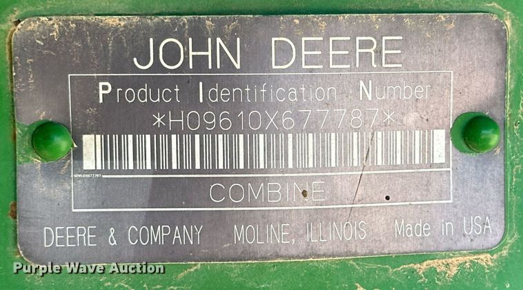 image for item DD3271 1998 John Deere 9610 combine
