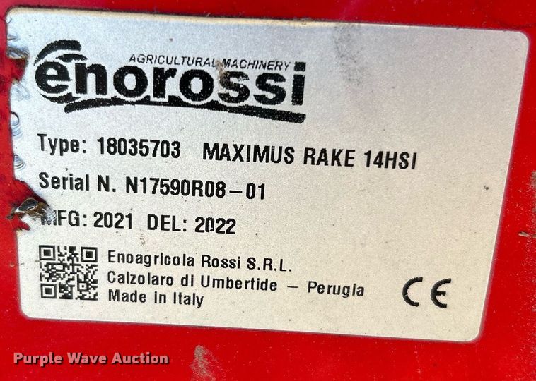 image for item DO7484 2021 Enorossi Maximus 14HSI hay rake