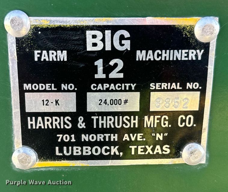 image for item DV2835 Harris & Thrush BIG 12 12-K grain cart