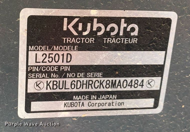 image for item JT9771 2019 Kubota  L2501D HST MFWD tractor