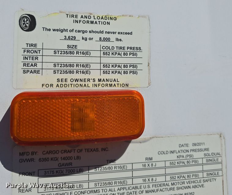 image for item OH9790 2012 Cargo Craft Trailer Expedition 85262 enclosed cargo trailer