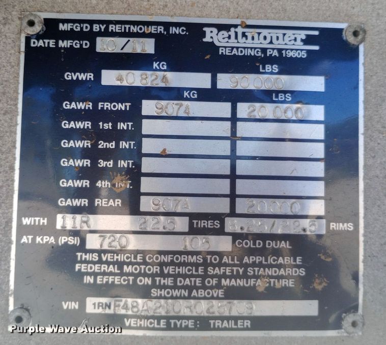 image for item DH1467 2012 Reitnouer Max Miser flatbed trailer