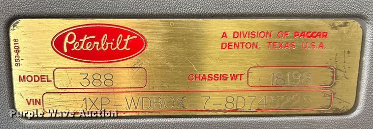 image for item DH8622 2008 Peterbilt 388 semi truck