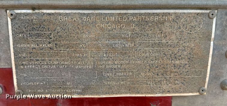 image for item DN0767 1998 Great Dane  dry van trailer