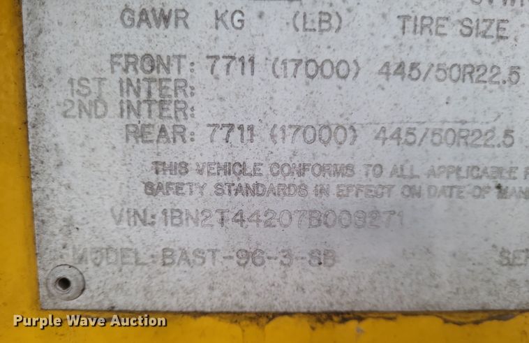 image for item DQ3686 2007 Beall BAST-96-3-SB tank trailer