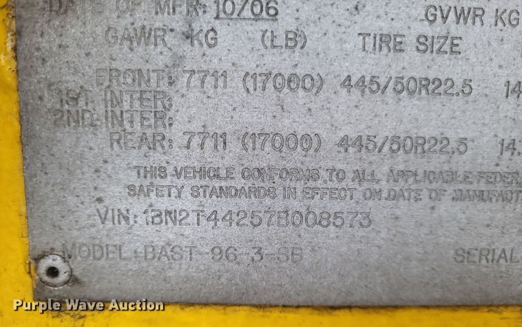 image for item DQ3689 2007 Beall BAST-96-3-SB tank trailer