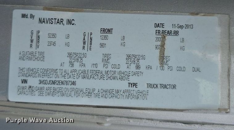 image for item DS4813 2014 International Eagle ProStar semi truck
