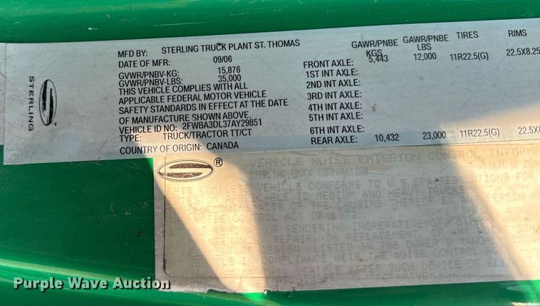 image for item DT2009 2007 Sterling  A-Line semi truck