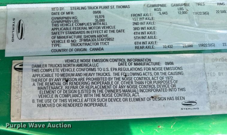 image for item DT2011 2007 Sterling  A-Line semi truck