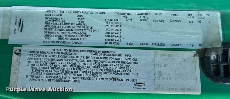 image for item DT2011 2007 Sterling  A-Line semi truck