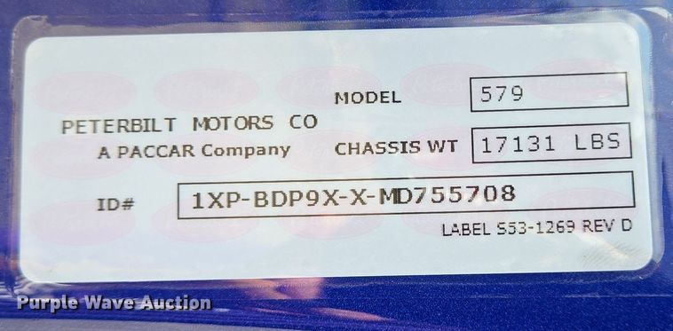 image for item DT5279 2021 Peterbilt 579 semi truck