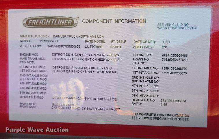 image for item DT5286 2022 Freightliner  Cascadia  semi truck