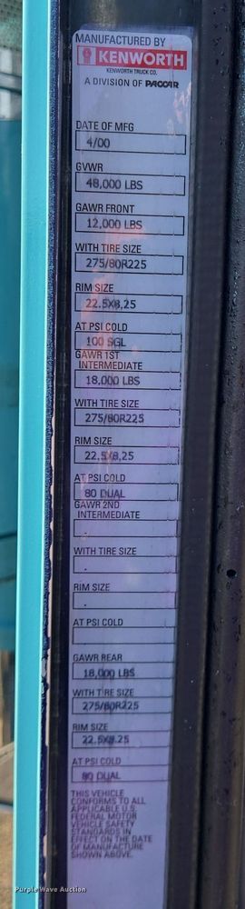 image for item DT5287 2001 Kenworth  W900 semi truck