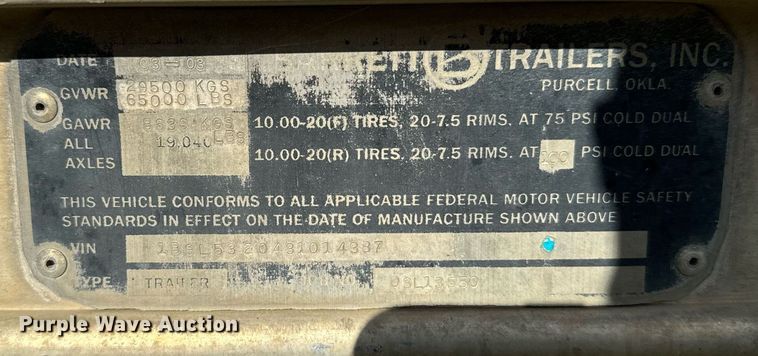 image for item DV2821 2003 Barrett livestock trailer