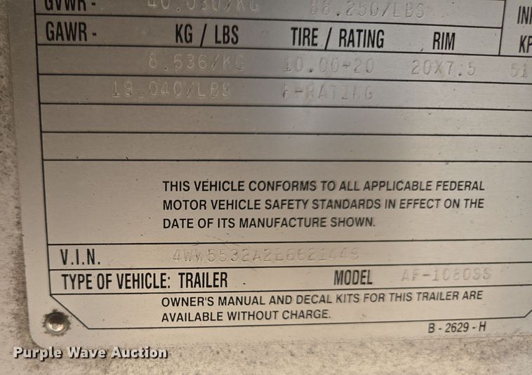 image for item EE7798 2014 Wilson AF-1080SS flatbed trailer