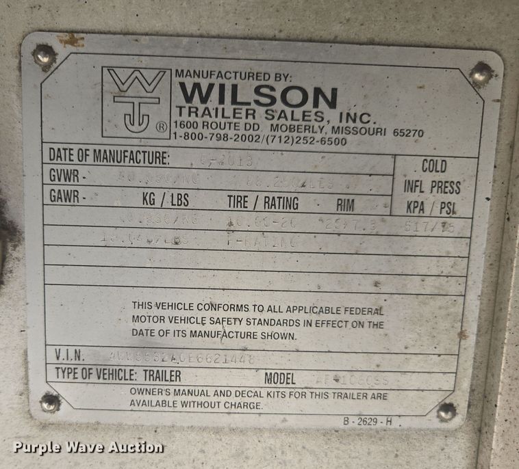 image for item EE7804 2014 Wilson AF-1080SS flatbed trailer
