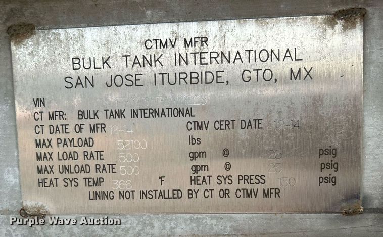 image for item EG1040 2015 Bulk Tank International tank trailer