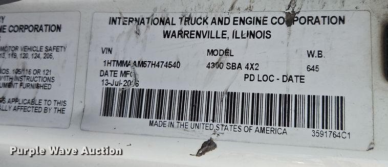 image for item EI8392 2007 International  4300 SBA  box truck