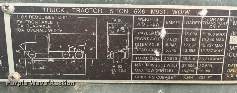 image for item LC9220 2002 American General MP3 semi truck