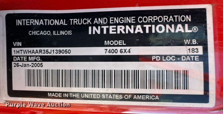 image for item DL0440 2005 International 7400 dump truck