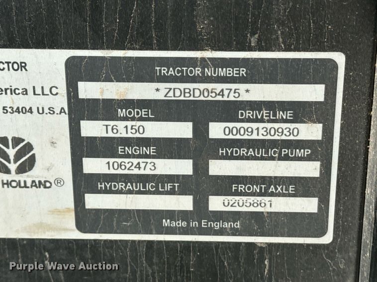 image for item DO1675 2014 New Holland T6.150 MFWD tractor