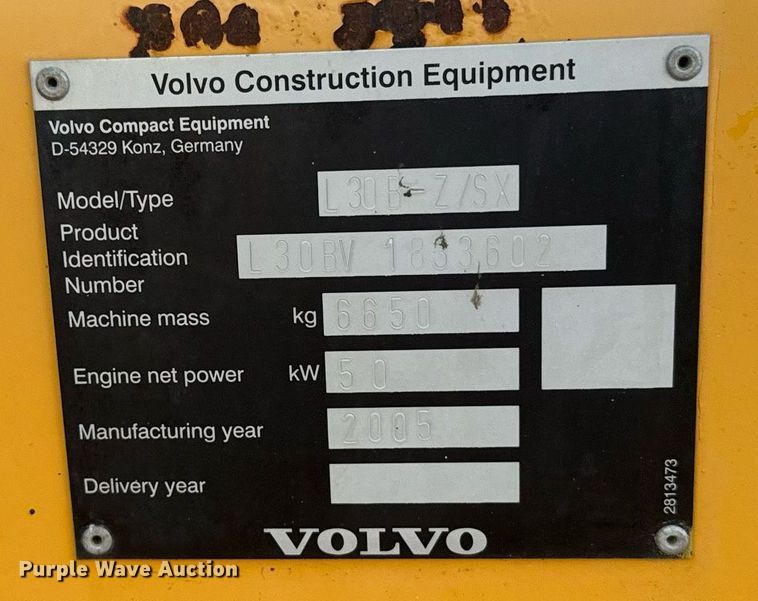image for item DV2770 2005 Volvo L30B wheel loader