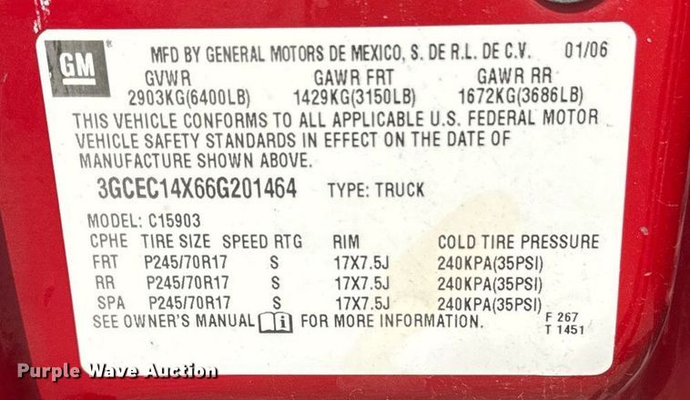 image for item EE7607 2006 Chevrolet Silverado 1500 pickup truck