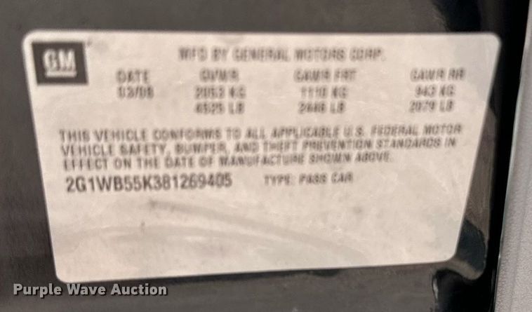 image for item EE7610 2008 Chevrolet Impala LS 