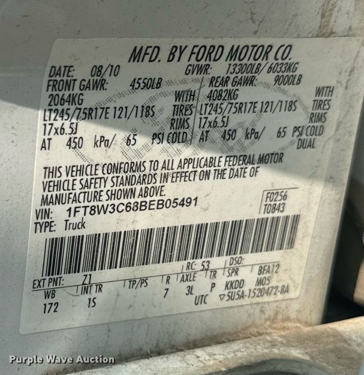 image for item EE7622 2011 Ford F350 Super Duty Crew Cab utility bed pickup truck