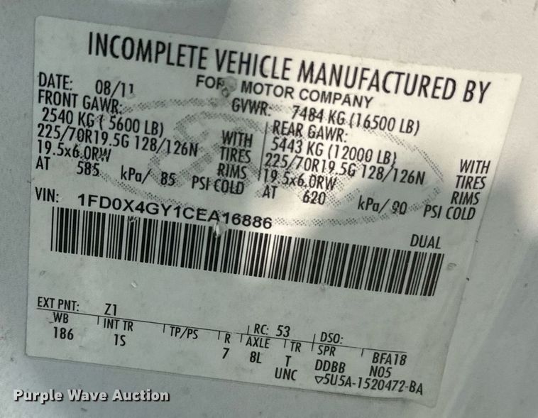 image for item EE7624 2012 Ford F450 Super Duty SuperCab utility / service truck