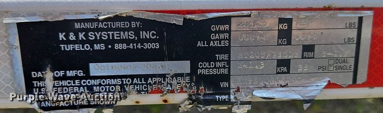 image for item EI8320 2007 K&K Systems 2000R25 radar trailer