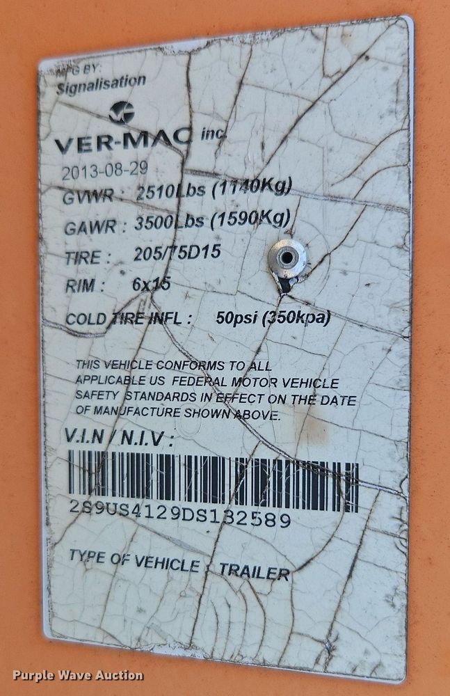 image for item EI8334 2013 Ver-Mac PCMS1210 message board trailer