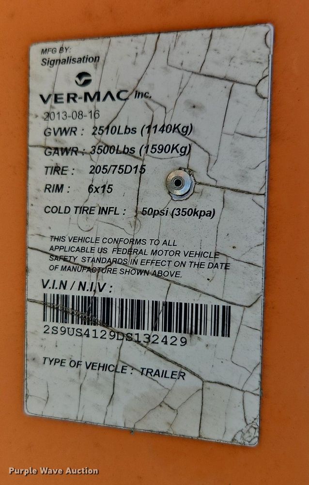 image for item EI8336 2013 Ver-Mac PCMS1210 message board trailer