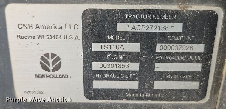 image for item EI8352 2006 New Holland TS110A tractor