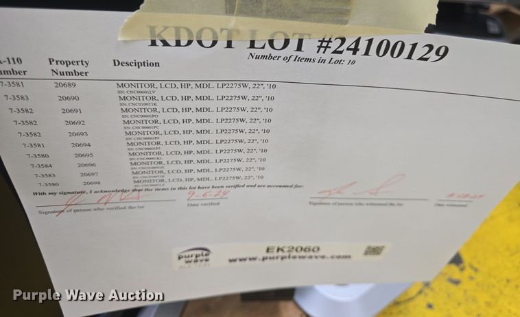 image for item EK2060 (10) HP monitors