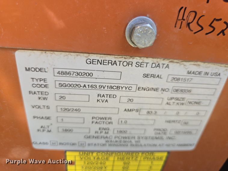 image for item EK2103 Generac 4886730200 generator