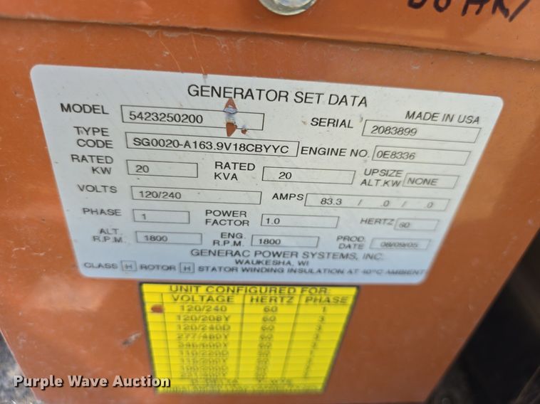 image for item EK2104 Generac 5423250200 generator
