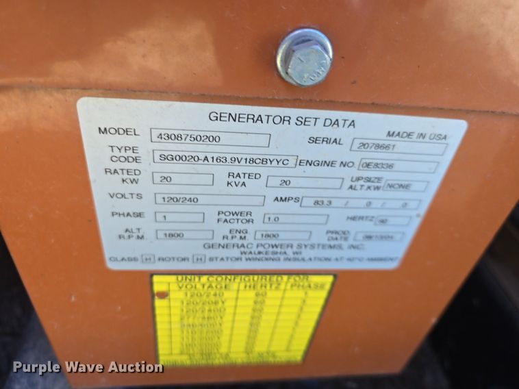 image for item EK2106 Genrac 430875020 generator