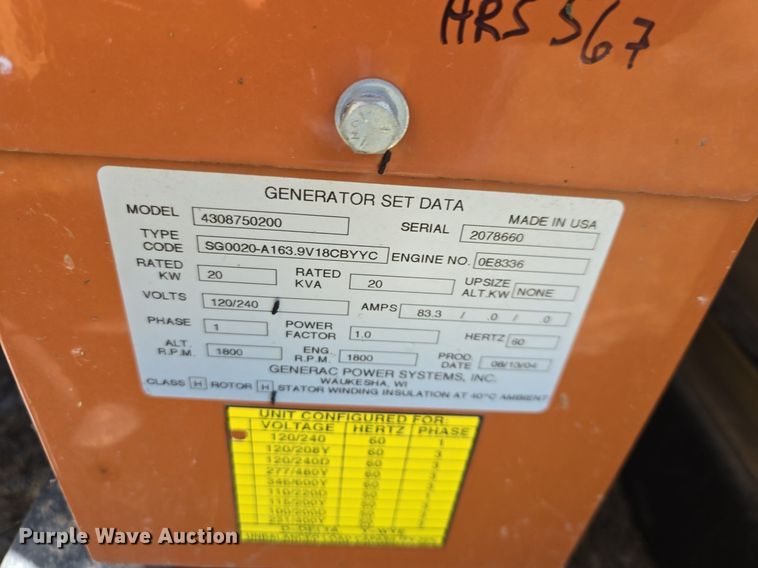image for item EK2107 Generac 4308750200 generator