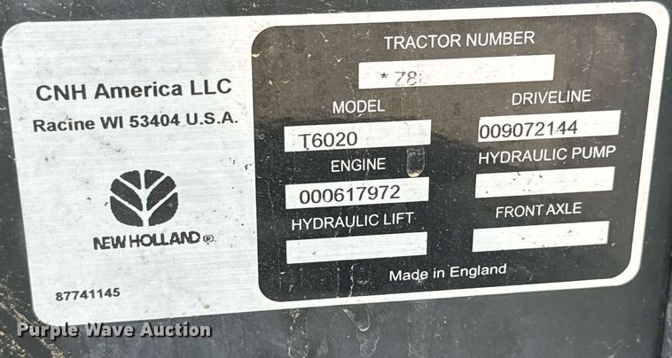 image for item MV9167 2009 New Holland T6020 tractor